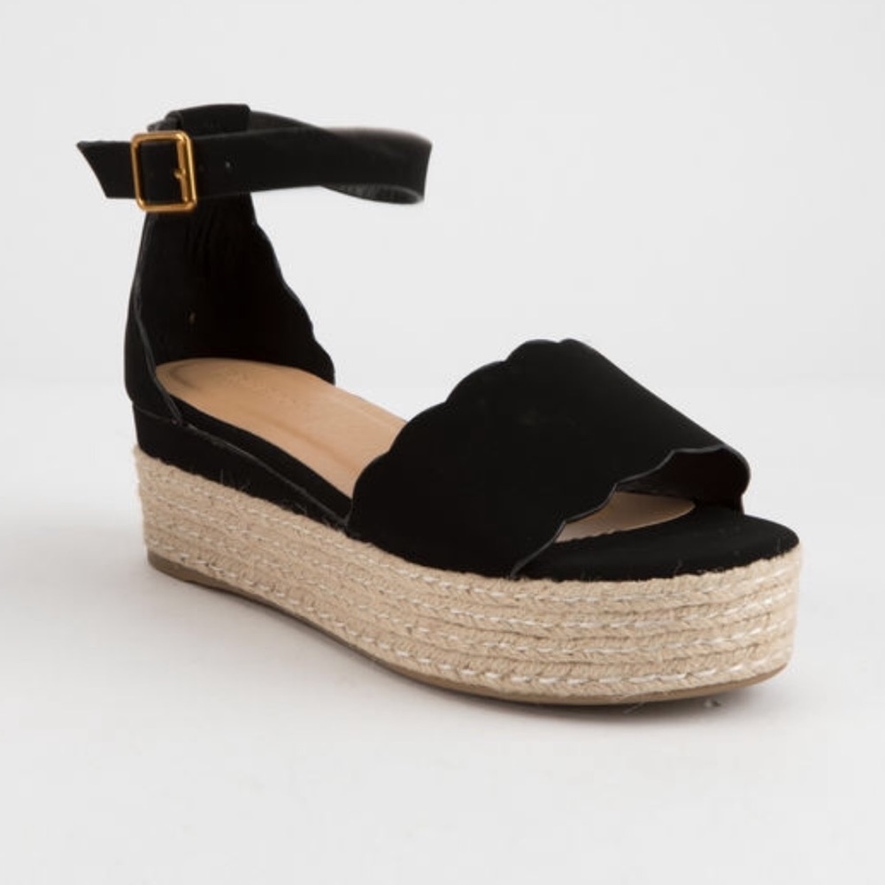 Black Platform Espadrille Sandals